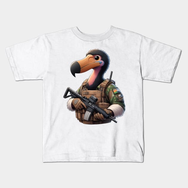 Tactical Dodo Bird Kids T-Shirt by Rawlifegraphic